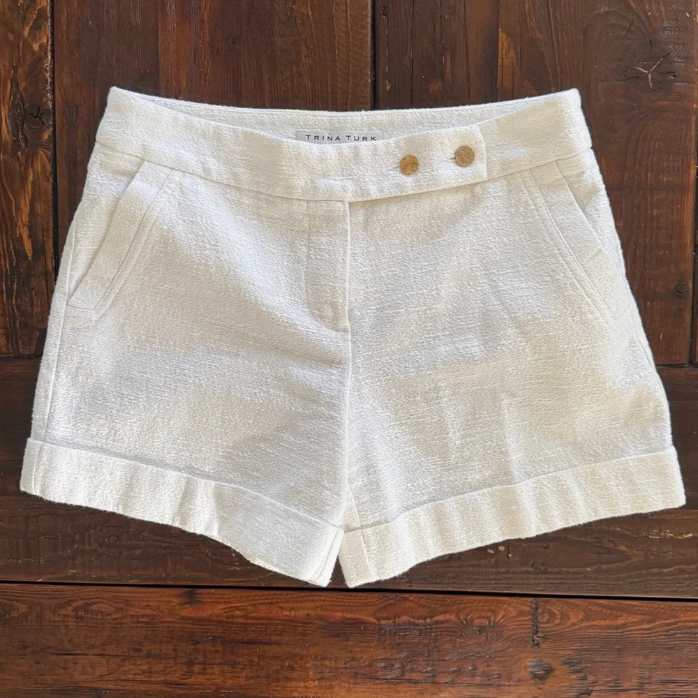 Trina Turk ivory tweed dress shorts. Size 4. GUC. - Picture 1 of 5